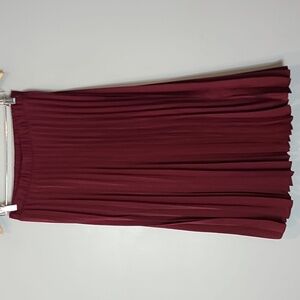 GAP satin pleated skirt Flowy New Size XS Burgundy Fall Preppy Academia Silky